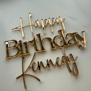 Personalised acrylic Birthday cake charm with Name  Custom script cake topper cake decorations - Custom Name Acrylic Cake Topper celebration