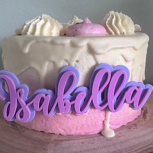 Personalised acrylic cake charm | Double layer charm | Custom script name cake topper Handmade cake decorations - Topper for any celebration