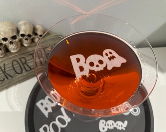 Edible Boo and Ghost Drink Toppers, Precut Halloween Wafer Toppers for Cocktails, Mixed Spooky Designs, Ghost Party Drink Decorations