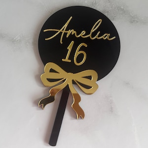 Personalized Acrylic Cake Paddle Topper: Double Layer Name & Age