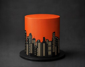 Superhero Cake Wrap - Edible City Skyline Icing Sheet in Two Colourways for Comic and Hero Themed Cakes
