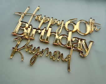 Personalised acrylic Birthday cake charm with Name  and age - Custom script cake topper cake decorations - Custom Name Acrylic Cake Topper
