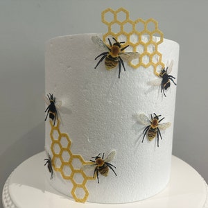 Bumblebees - edible wafer toppers for Easter, Birthday or Anniversary cake or cupcake decoration