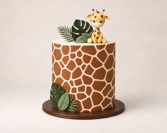 Giraffe Print Edible Cake Wrap - Safari Icing Sheet or Wafer Card for Jungle Birthday and Baby Shower Cakes
