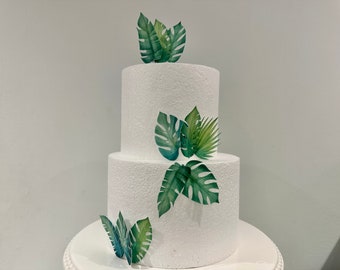 Set di piccole foglie tropicali commestibili pretagliate - kit per decorare torte in carta di riso