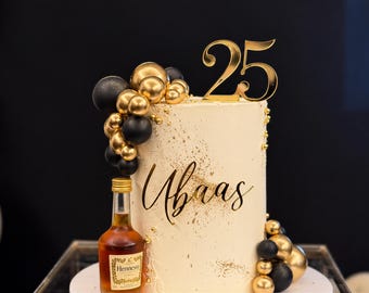 Personalised Birthday Cake Charm Set, Script Name Cake Charm and Age Number Topper, 18th 21st 30th 40th 50th Acrylic Cake Decoration