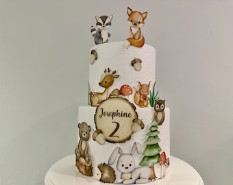 Cute Woodland animals - edible cake topper set. Birthday, Baby shower, Christening decorations