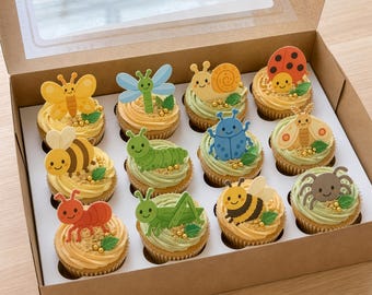Edible Bugs and Insects - Set of 12/24/48 Cute Wafer Cake, Cupcake & Cookie Toppers for Kids Bug Party