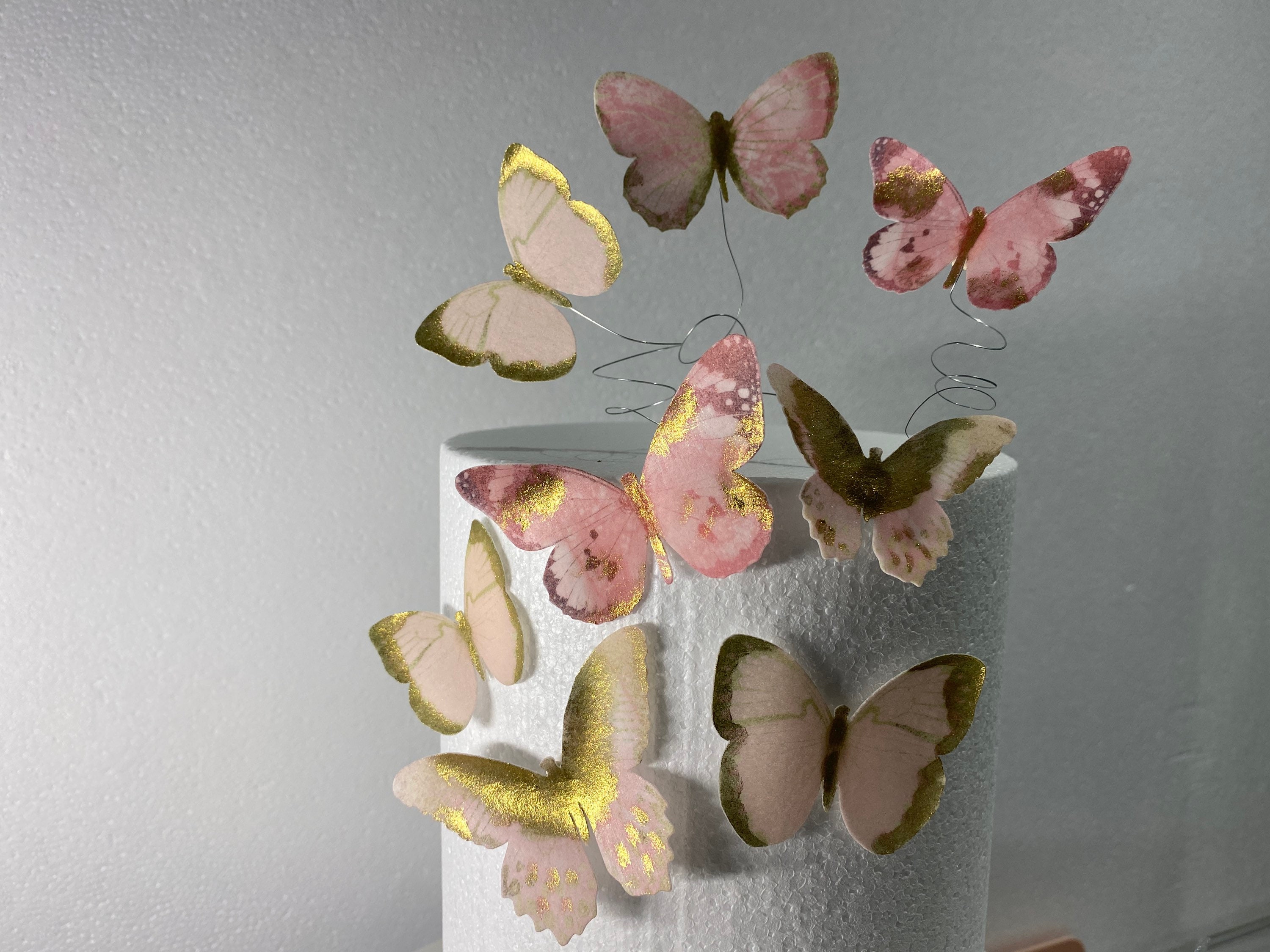Set di decorazioni per torte con farfalle rosa viola, topper per