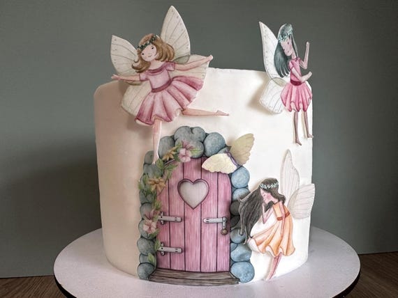 Edible Fairy Cake Toppers, Pre-Cut Fairies and Door (Vegan, Gluten Free)