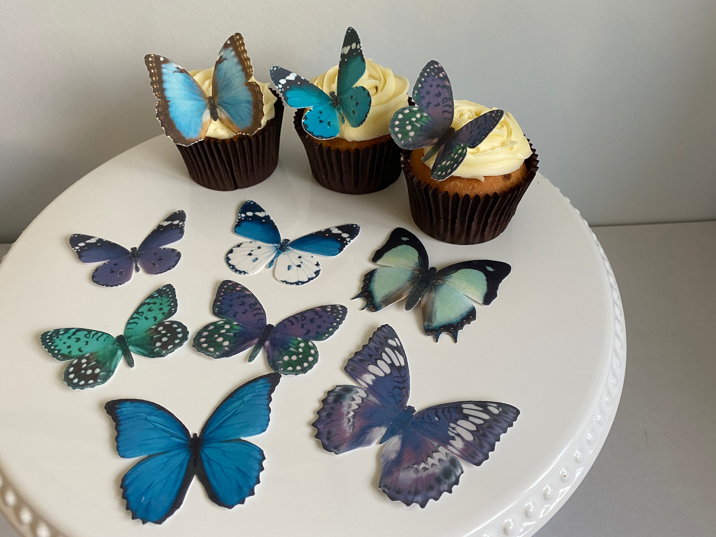 Precut Blue and Purple Realistic Wafer Butterflies Edible Etsy