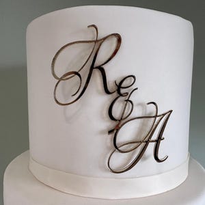Breloque pour gâteau initiale personnalisée en acrylique : décoration pour gâteau de mariage - monogramme des initiales du couple