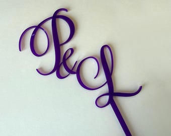 Personalised Initials Monogram Cake Topper - Wedding Monogram cake topper