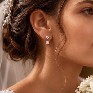Moissanite Ear Jacket Earrings, Convertible 2-in-1 Sterling Silver Gold Vermeil Bridal Jewelry