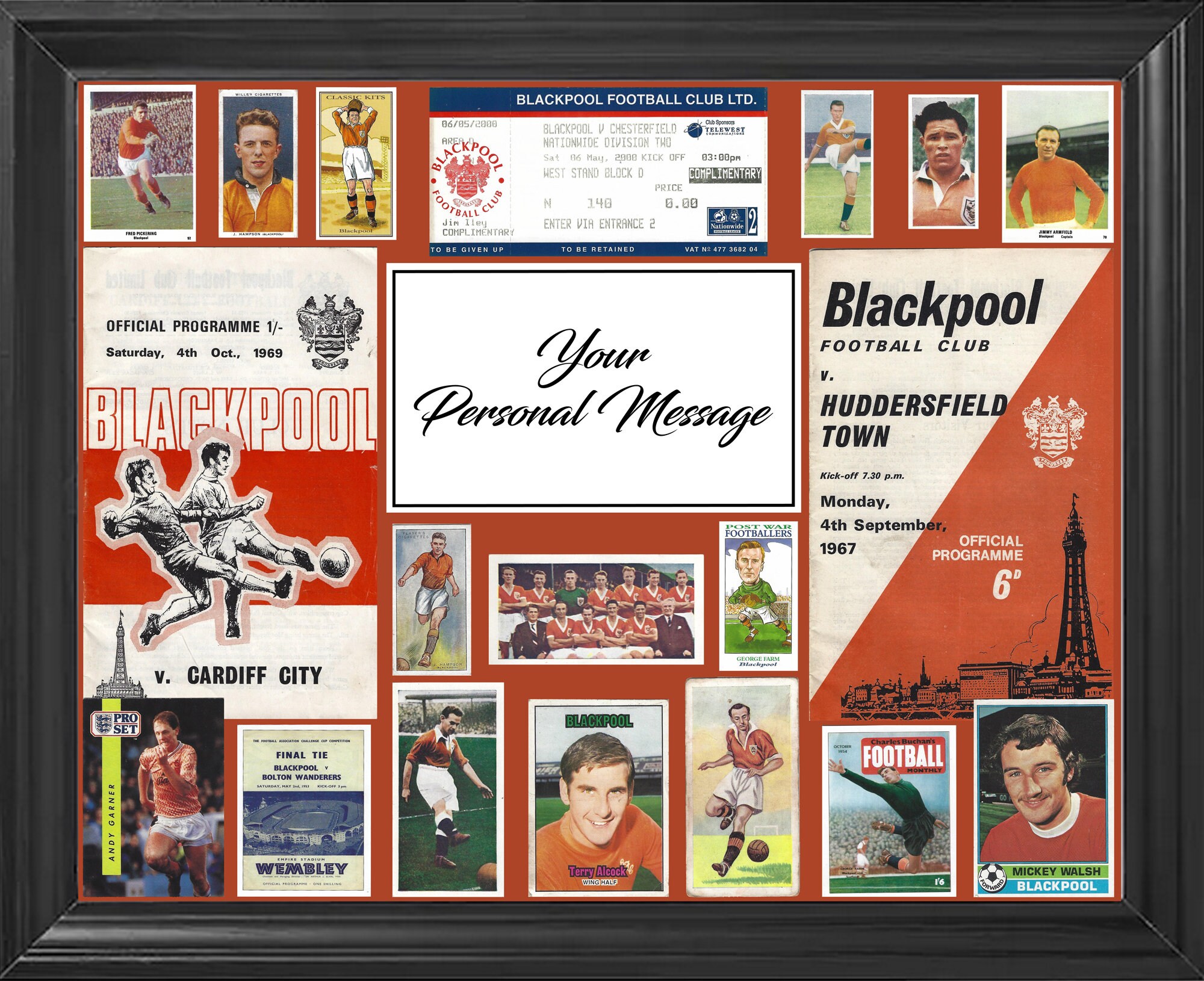 Football Memorabilia Framed Blackpool Other Teams Available Etsy