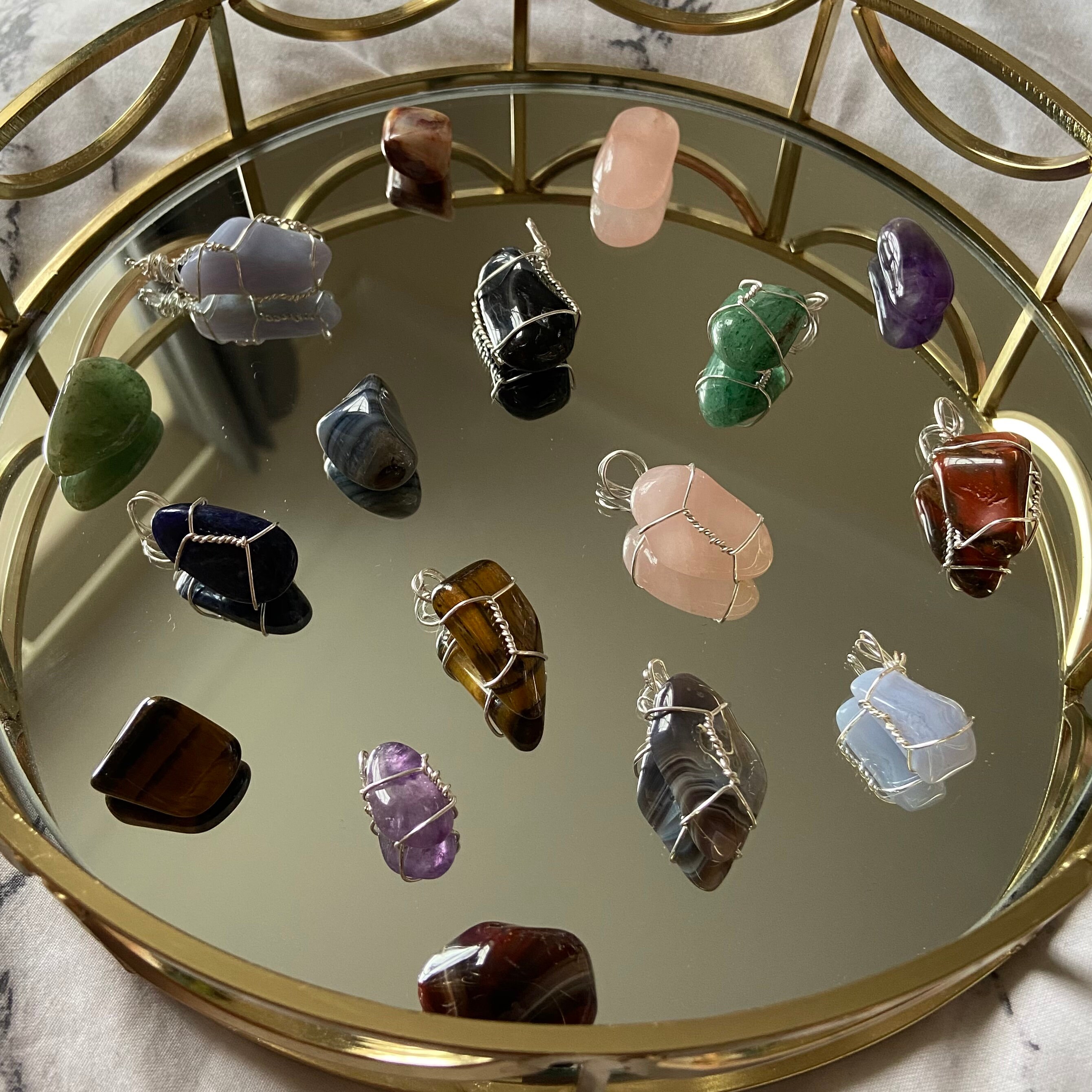 Wire Wrapped Crystal Necklaces Etsy