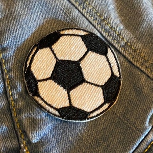 Sew on Soccer Ball, Iron on Soccer Patch, Embroidered Patch, Gift for Soccer Player, European Football Patch, Futbol Applique, Round Patch