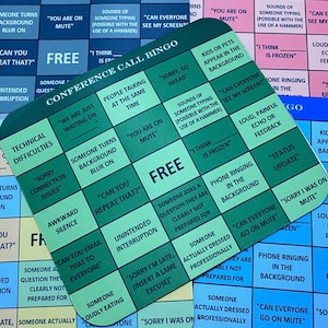 Green Conference Call Bingo Mousepad, Office Games, Coworker Gift, Personalized Mousepad, Desk Accessories, Custom Mousemat, Bosses Day