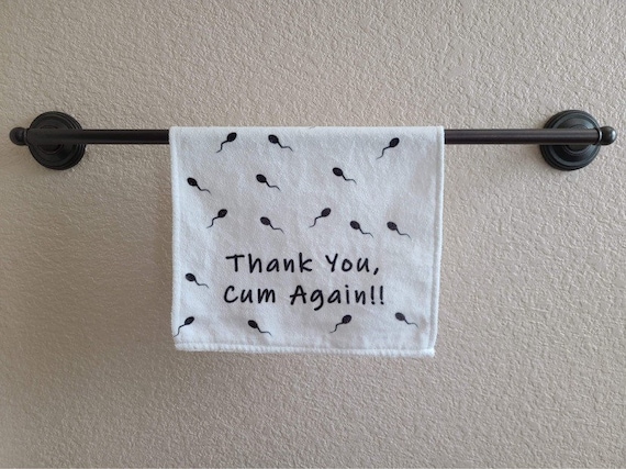 Lustiges Badhandtuch 'Thank You Cum Again' – 100% Baumwolle, Stickerei, Gag-Geschenk