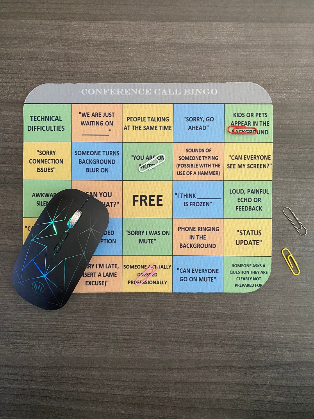 Conference Call Bingo Mousepad, Mouse Pad, Office Games, Coworker Gift