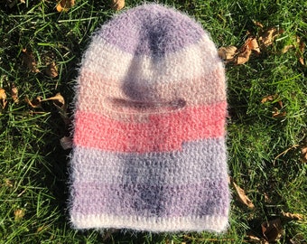 Crochet fuzzy ski mask one hole