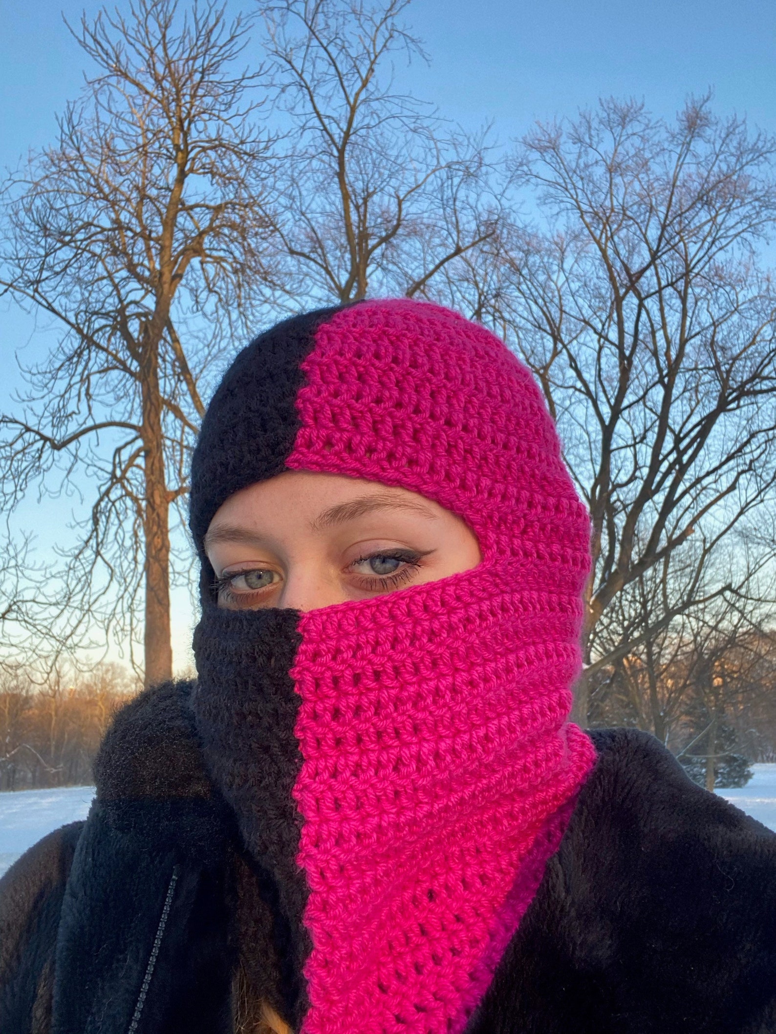 Black/pink Split Mask - Etsy