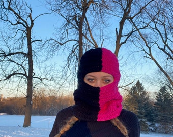 black/pink split mask