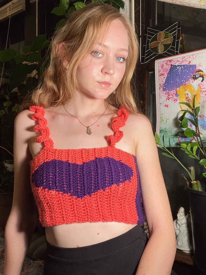 Crochet handmade heart crop tank top