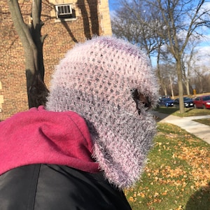 Fuzzy crochet ski mask grape