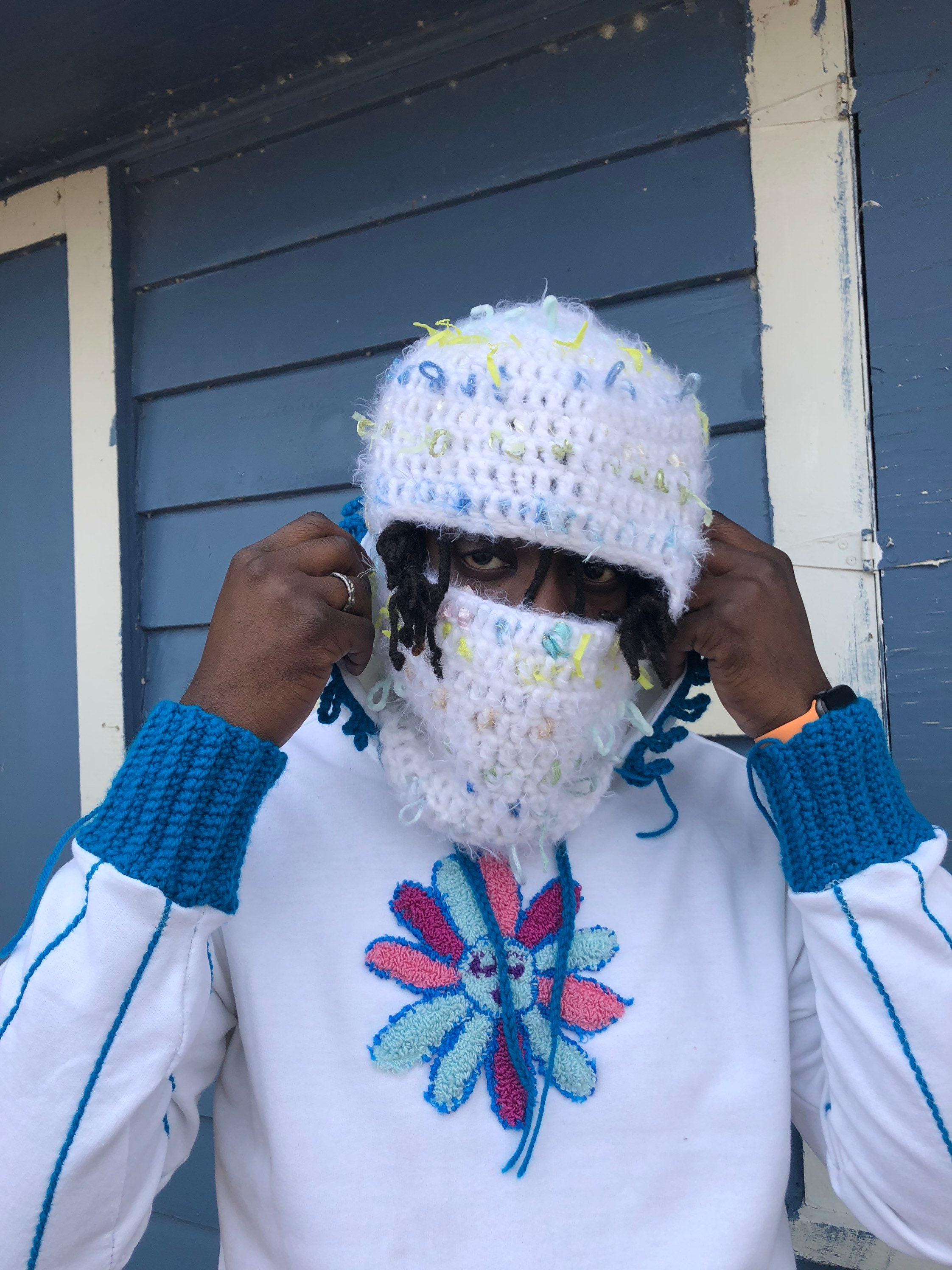 CUSTOM Distressed Fuzzy Ski Mask Etsy