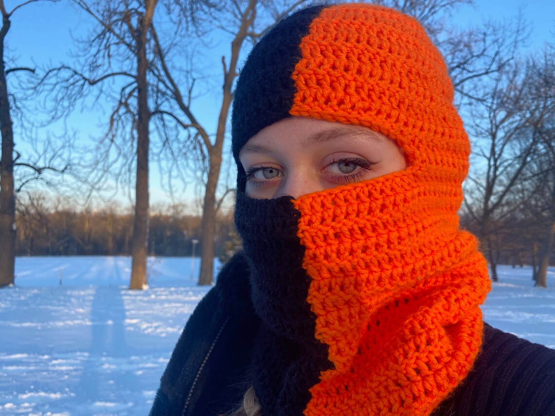 Black/orange Split Mask - Etsy