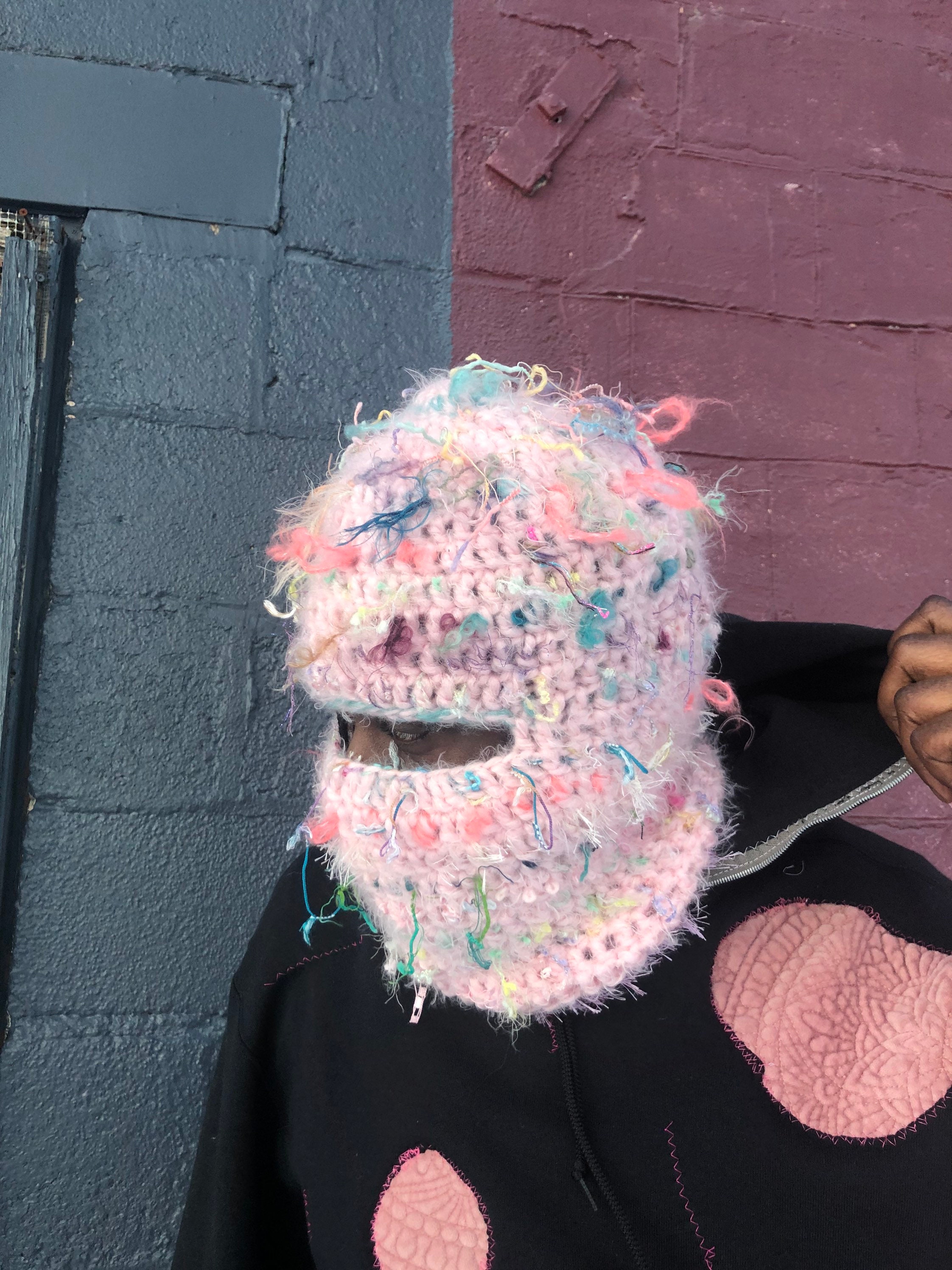 CUSTOM Distressed Fuzzy Ski Mask Etsy