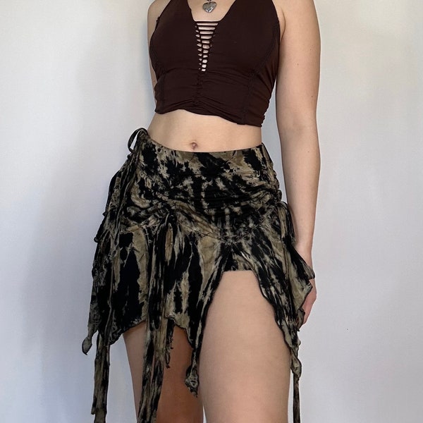 Amrie Skirt - Black, Pixie Skirt, Fairy Skirt, Adjustable Tie Dye Skirt, Hippie Skirt