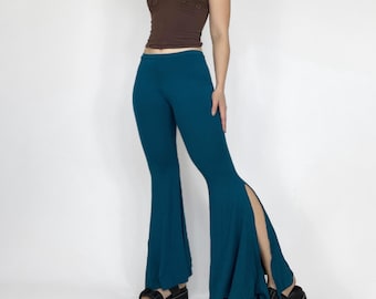 Siren Split Flare Pants – Boho Yoga Lounge Pants, Festival Bell Bottoms
