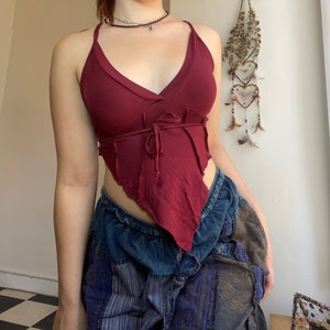 Isla V line crop top in red, boho top, festival top, yoga top