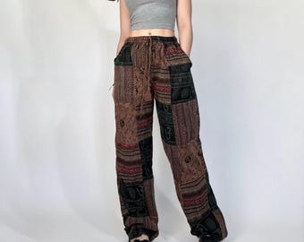 Pantalones de patchwork Phoenix / Pantalones bohemios hippies / Pantalones de festival hechos a mano / Pantalones de patchwork unisex / Pantalones bohemios con cintura elástica