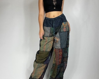 Pandora Pants in blue/mixed patches, hippie pants, harem pants, bohemian clothing, yoga pants, patchwork pants