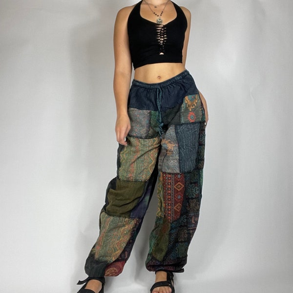 Pandora Pants in blue/mixed patches, hippie pants, harem pants, bohemian clothing, yoga pants, patchwork pants