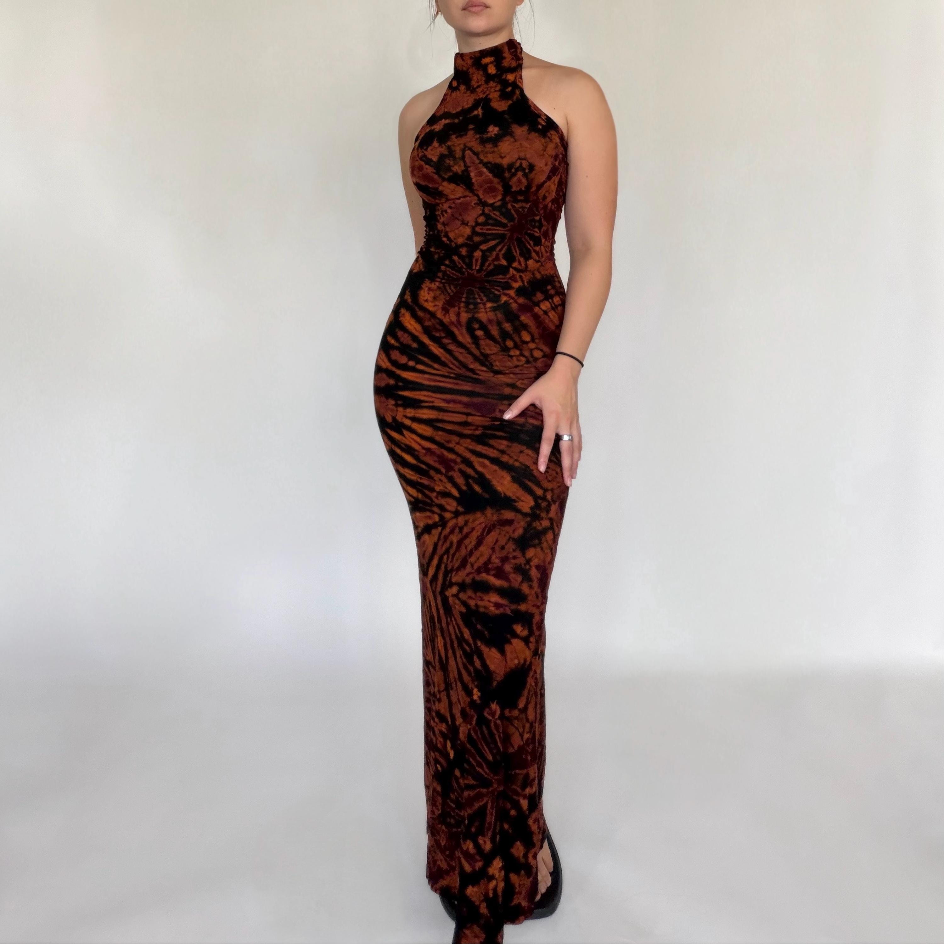 Mara Tie Dye Maxi Dress - Halter Neck Boho Dress | Backless Festival Dress | Hand Dyed Hippie Dress | Bohemian Maxi Dress