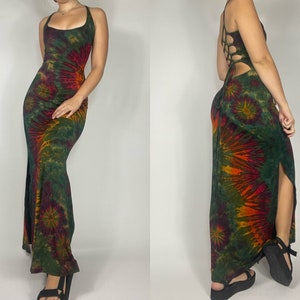 Robe Nebula - Verte, robe longue tie-dye, robe rave, robe de festival, robe bohème, robe hippie, robe de fée,