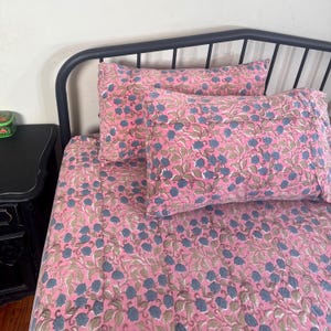 Boho indiskt blockmönster sängkläder | Mjuk andningsbar bomull | Sovrumsinredning i Cottagecore