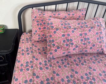 Bohemian Indian Block Print Bedding | Soft Breathable Cotton | Cottagecore Bedroom Decor