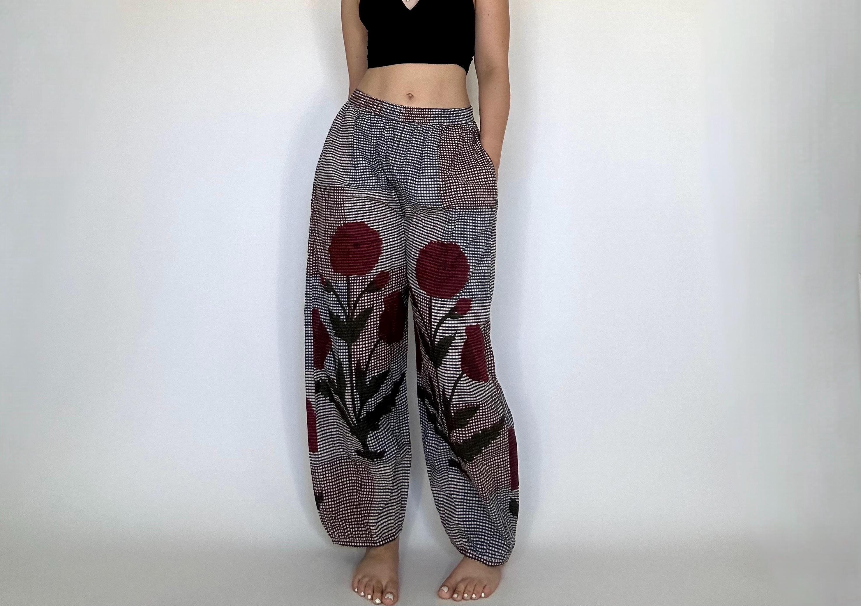 80s Floral Pants - Etsy