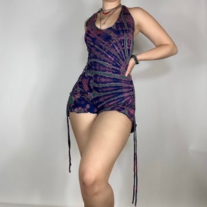 Sade Jumpsuit in purple, Tie Dye Romper, Tie Dye Clothing, Hippie Clothing, Boho Hippie Festival Romper, Yoga Outfit