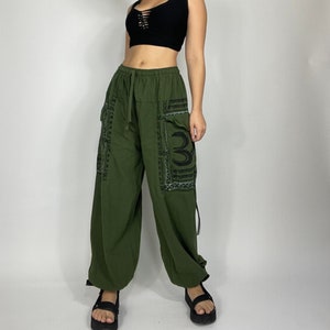 Lumi Pants - Green, Harem Pants, Yoga Bottoms