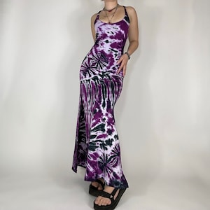Nebula Tie Dye Maxi Dress - Grey and Purple, Rave dress, festival dress, boho dress, Hippie Dress, Fairy Dress,