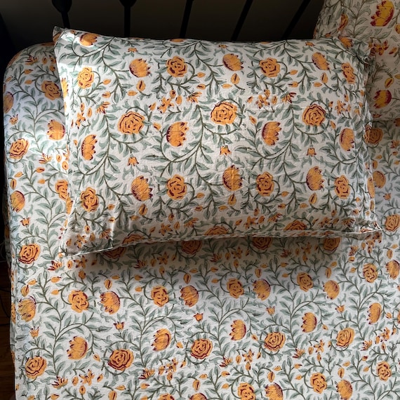 Hand Block Print 100% Cotton Floral Bedsheets