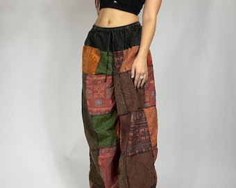 Pandora Pants in black/mixed patches, hippie pants, harem pants, bohemian clothing, yoga pants, patchwork pants