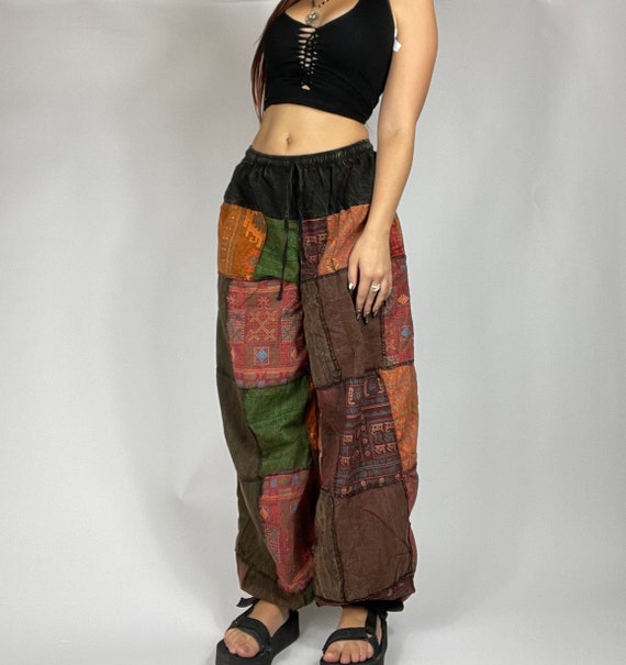 Pandora Pants in black/mixed patches, hippie pants, harem pants, bohemian  clothing, yoga pants, patchwork pants