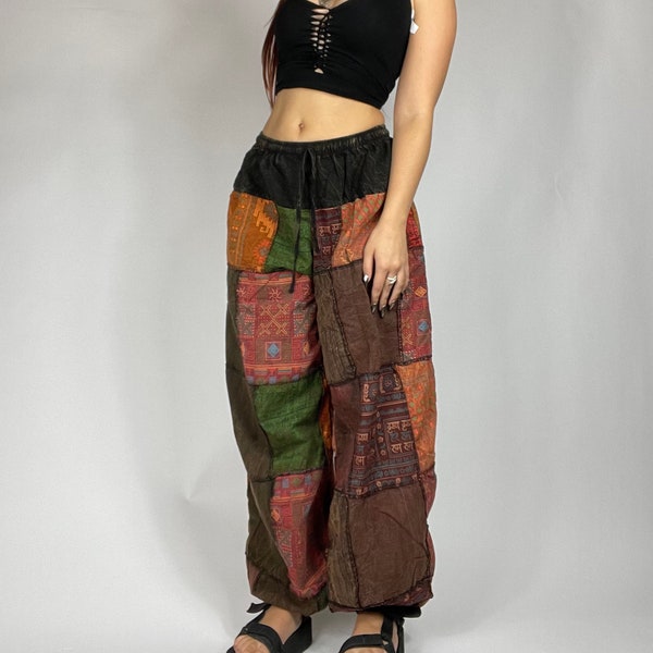 Pandora Pants in black/mixed patches, hippie pants, harem pants, bohemian clothing, yoga pants, patchwork pants